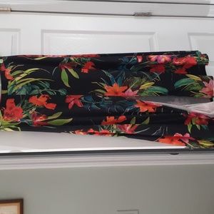 Bisou Bisou Hawaiian Tropical High slit Maxi skirt size large